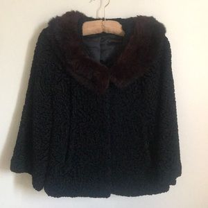 Persian Lamb astrakhan vintage jacket w fur collar